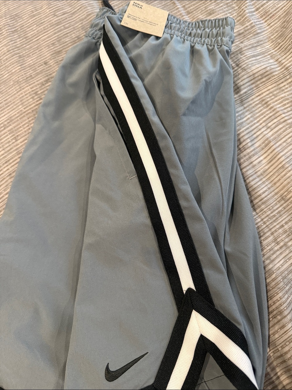 Men Nike DNA Light Gray shorts with Black and White Side Stripe